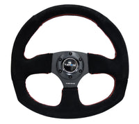 Thumbnail for NRG Reinforced Steering Wheel (320mm Horizontal / 330mm Vertical) Suede w/Red Stitch