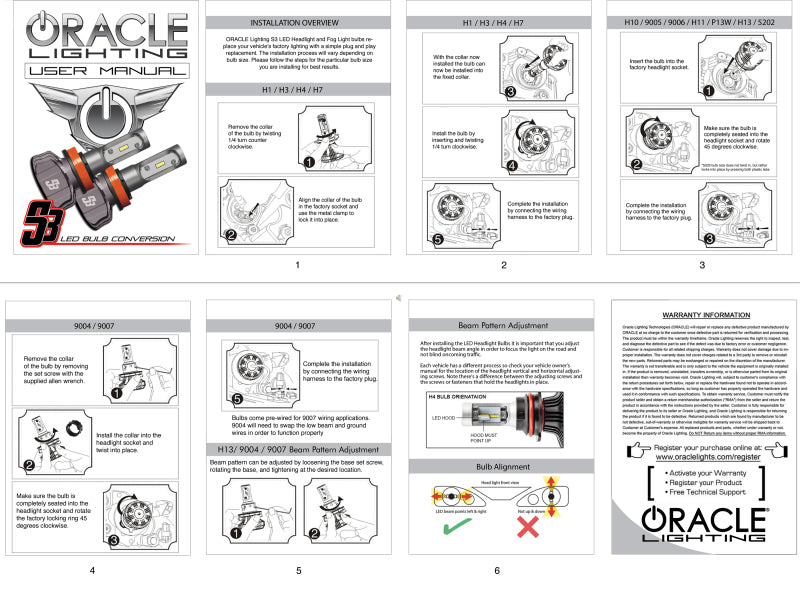 Oracle 9006 - S3 LED Headlight Bulb Conversion Kit - 6000K SEE WARRANTY