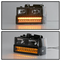 Thumbnail for Xtune 92-94 Blazer Full Size Corner/LED Bumper Headlights Black HD-JH-CCK88-LED-AM-BK-SET