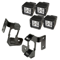 Thumbnail for Rugged Ridge 07-18 Jeep Wrangler JK Semi-Gloss Black Square A-Pillar LED Light Mount Kit