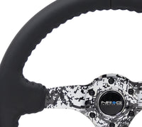 Thumbnail for NRG Reinforced Steering Wheel (350mm / 3in. Deep) Blk Leather w/Hydrodipped Digi-Camo Spokes