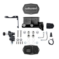 Thumbnail for Wilwood Mopar Compact Tandem Master Cylinder Kit w/ Combination Valve 1in Bore - Black