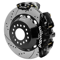 Thumbnail for Wilwood AERO4 Big Brake Rear Electronic Parking Brake Kit - Black - Powder Coat Caliper - D/S Rotor