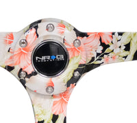 Thumbnail for NRG Reinforced Steering Wheel (350mm / 3in. Deep) Blk Suede Floral Dipped w/ Blk Baseball Stitch