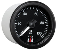 Thumbnail for Autometer Stack 52mm 0-100 PSI 1/8in NPTF (M) Mechanical Oil Pressure Gauge - Black