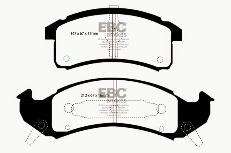 EBC 92-93 Buick Le Sabre (FWD) 3.8 Redstuff Front Brake Pads