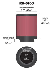 Thumbnail for K&N Universal Rubber Filter 2.5 inch 5 Degree FLG 3.5 inch OD 4 inch Height