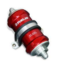 Thumbnail for Fuelab 848 In-Line Fuel Filter Standard -8AN In/Out 40 Micron Stainless w/Check Valve - Red