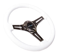 Thumbnail for NRG Classic Wood Grain Steering Wheel (350mm) White Paint Grip w/Black 3-Spoke Center