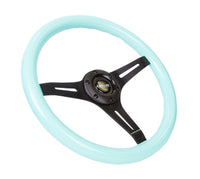 Thumbnail for NRG Classic Wood Grain Steering Wheel (350mm) Minty Fresh Color Grip w/Black 3-Spoke Center