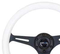 Thumbnail for NRG Classic Wood Grain Steering Wheel (350mm) Glow-N-The-Dark Green Grip w/Black 3-Spoke Center