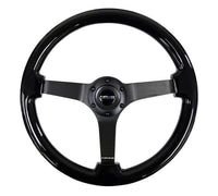 Thumbnail for NRG Reinforced Steering Wheel Classic Wood Grain (350mm / 3in. Deep) Matte Black Solid 3-Spoke