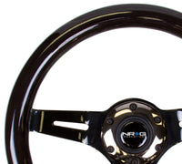 Thumbnail for NRG Classic Wood Grain Steering Wheel (310mm) Black w/Black Chrome 3-Spoke Center