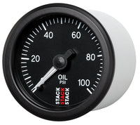 Thumbnail for Autometer Stack 52mm 0-100 PSI 1/8in NPTF (M) Mechanical Oil Pressure Gauge - Black