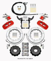 Thumbnail for Wilwood AERO4 / MC4 Rear Kit 14.00 Red 2015-Up Mustang w/Lines & Cables