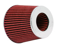 Thumbnail for K&N Universal Air Filter Chrome Round Tapered Red - 4in Flange ID x 1.125in Flange Length x 5.5in H