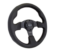 Thumbnail for NRG Reinforced Steering Wheel (320mm) Black Leather w/Black Stitching