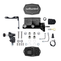 Thumbnail for Wilwood Mopar Compact Tandem Master Cylinder Kit w/ Combination Valve & Pushrod 15/16in Bore - Black