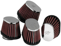 Thumbnail for K&N Universal Chrome Oval Tapered Air Filter - 2in Flg ID x 4in OS L 3in OS W x 2.75in H