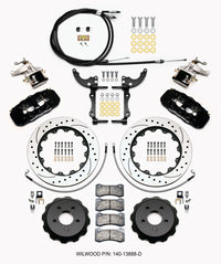 Thumbnail for Wilwood AERO4 / MC4 Rear Kit 14.00 Drilled 2015-Up Mustang w/Lines & Cables