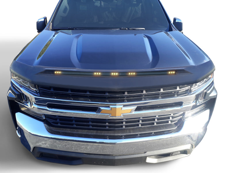 AVS 22-23 Chevy Silverado 1500 (Excl. ZR2/LT TB) Aeroskin Low Profile Hood Shield w/Lgt - Blk