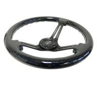 Thumbnail for NRG Reinforced Steering Wheel (350mm / 3in. Deep) Black Multi Color Flake Wood w/ Black Matte Center