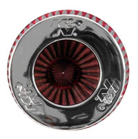 Thumbnail for K&N Universal Air Filter Chrome Round Tapered Red - 4in Flange ID x 1.125in Flange Length x 9.5in H