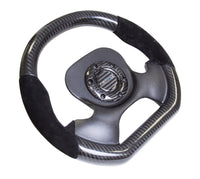 Thumbnail for NRG Carbon Fiber Steering Wheel (320mm) CF Center Plate & Two-Tone Carbon w/Suede Trim Handles