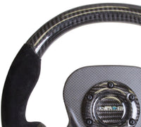 Thumbnail for NRG Carbon Fiber Steering Wheel (320mm) CF Center Plate & Two-Tone Carbon w/Suede Trim Handles