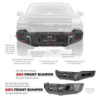 Thumbnail for Go Rhino 16-22 Toyota Tacoma BR6 Front Bumper Replacement - Tex. Black