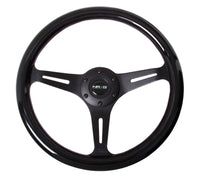 Thumbnail for NRG Classic Wood Grain Steering Wheel (350mm) Black Paint Grip w/Black 3-Spoke Center