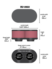 Thumbnail for K&N Filter Universal Filter 2 3/4 inch Dual Flange GSXR Oval (2/Box)