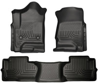 Thumbnail for Husky Liners 14 Chevrolet Silverado/GMC Sierra Dbl Cab WeatherBeater Black Front&2nd Seat Floor Line