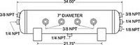 Thumbnail for Firestone Air Tank 5 Gallon 7in. x 34in. (6) 3/8in. NPT Ports 150 PSI Max - Black (WR17609242)