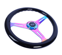 Thumbnail for NRG Classic Wood Grain Steering Wheel (350mm) Black Paint Grip w/Neochrome 3-Spoke Center