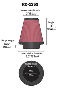 Thumbnail for K&N Universal Chrome Filter 2.25in Flange / 3.5in Base / 2in Top / 4in Height - 2 Per Box