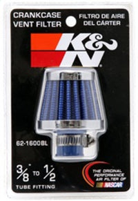 Thumbnail for K&N 2in Base OD x .375in Flange ID x 1.75in H Rubber Base Crankcase Vent Filter - Blue