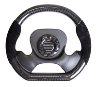 Thumbnail for NRG Carbon Fiber Steering Wheel (320mm) CF Center Plate & Two-Tone Carbon w/Suede Trim Handles