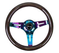 Thumbnail for NRG Classic Wood Grain Steering Wheel (310mm) Black w/Neochrome 3-Spoke Center