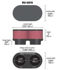 Thumbnail for K&N Filter Universal  Filter 2 3/8 inch Dual Flange 107mm C-C 3 inch Height