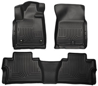 Thumbnail for Husky Liners 2014 Toyota Tundra Double Cab Pickup WeatherBeater Black Front & 2nd Seat Floor Liners