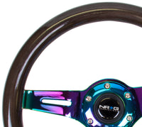 Thumbnail for NRG Classic Wood Grain Steering Wheel (310mm) Black w/Neochrome 3-Spoke Center