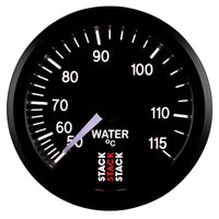 Thumbnail for Autometer Stack Instruments 52mm 50-115 Celsius 3/8 BSPT (M) Mechanical Water Temp Gauge - Black