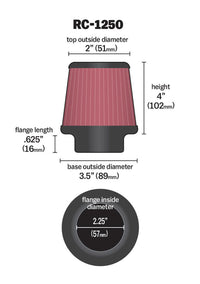 Thumbnail for K&N Universal Chrome Filter 2.25 Inch Flange / 3.5 Inch Base / 2 Inch Top / 4 Inch Height