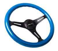 Thumbnail for NRG Classic Wood Grain Steering Wheel (350mm) Blue Pearl/Flake Paint w/Black 3-Spoke Center