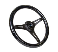 Thumbnail for NRG Classic Wood Grain Steering Wheel (350mm) Black Sparkled Grip w/Black 3-Spoke Center