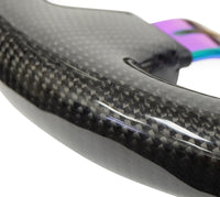 Thumbnail for NRG Carbon Fiber Steering Wheel (350mm / 1.5in. Deep) Neochrome 3-Spoke Design w/Slit Cuts