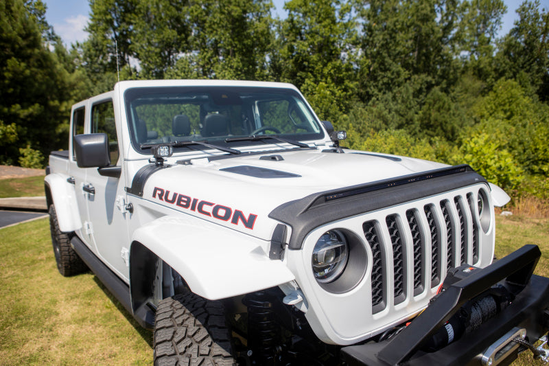 AVS 2018-2019 Jeep Wrangler (JL) Aeroskin Low Profile Hood Shield w/ Lights - Black