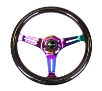 Thumbnail for NRG Classic Wood Grain Steering Wheel (350mm) Black Sparkle/Galaxy Color w/Neochrome 3-Spoke