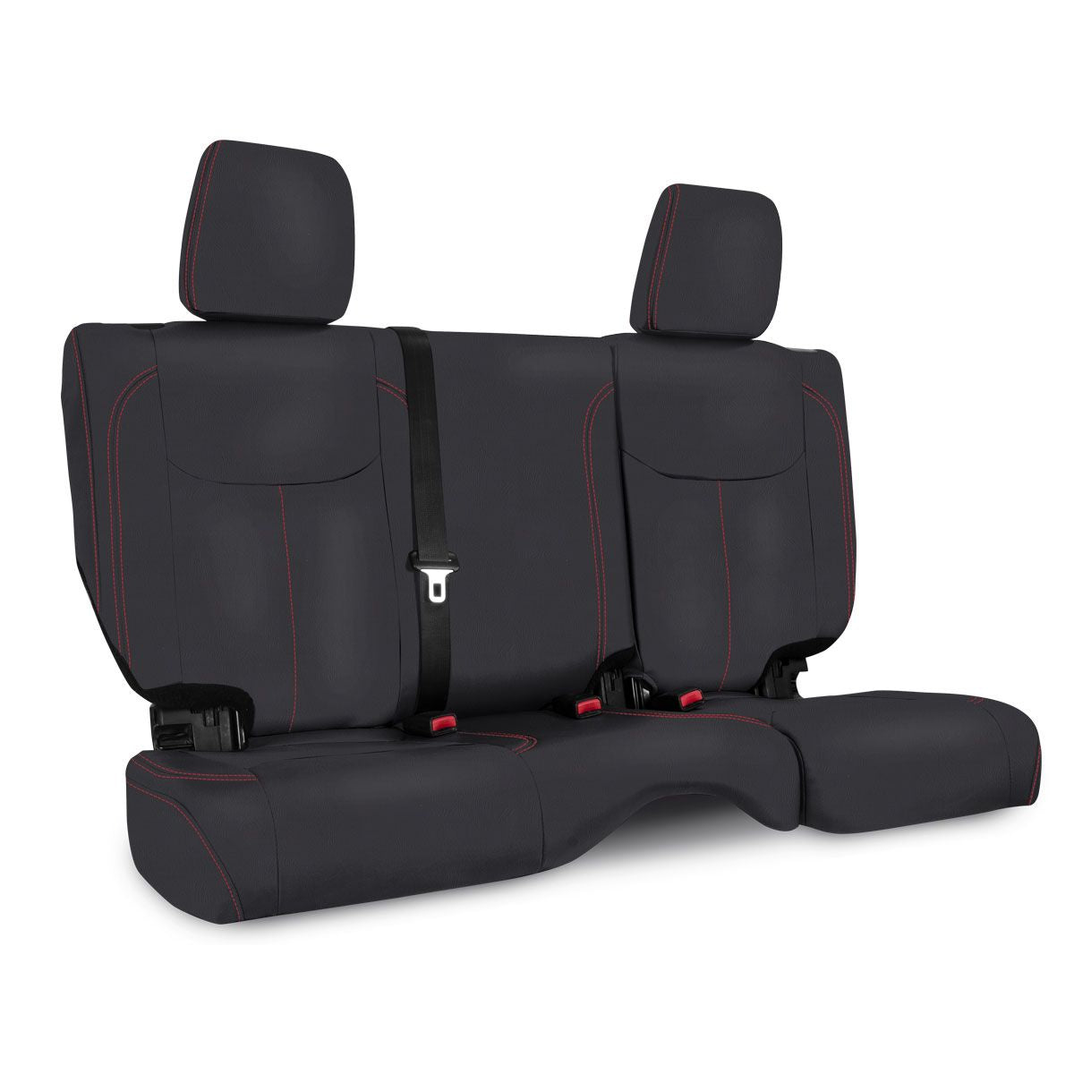 PRP 13-18 Jeep Wrangler JKU Rear Seat Cover/4 door - Black with Red Stitching